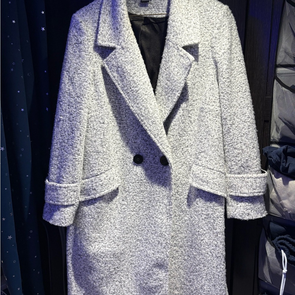 Women's Grey Double-Breasted Coat